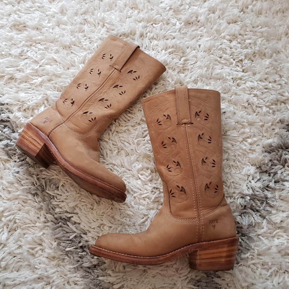 Frye Austin Flower Cut Out Leather Boots